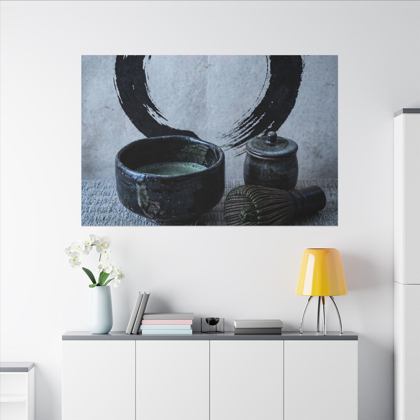 Tea Ceremony Canvas Art | Winter Zen Enso Art