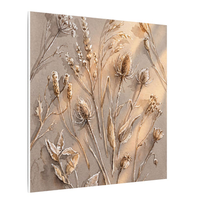 Japandi Dried Flowers in Golden Hour | Watercolor Canvas Art