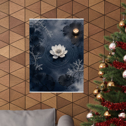 Lotus Flower Wall Art Print | Winter Zen Sumi E Art