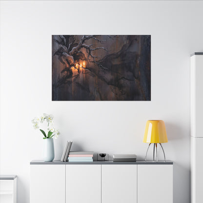 Winter Rust Patina Charcoal Ink Canvas Art | Atmospheric Decor