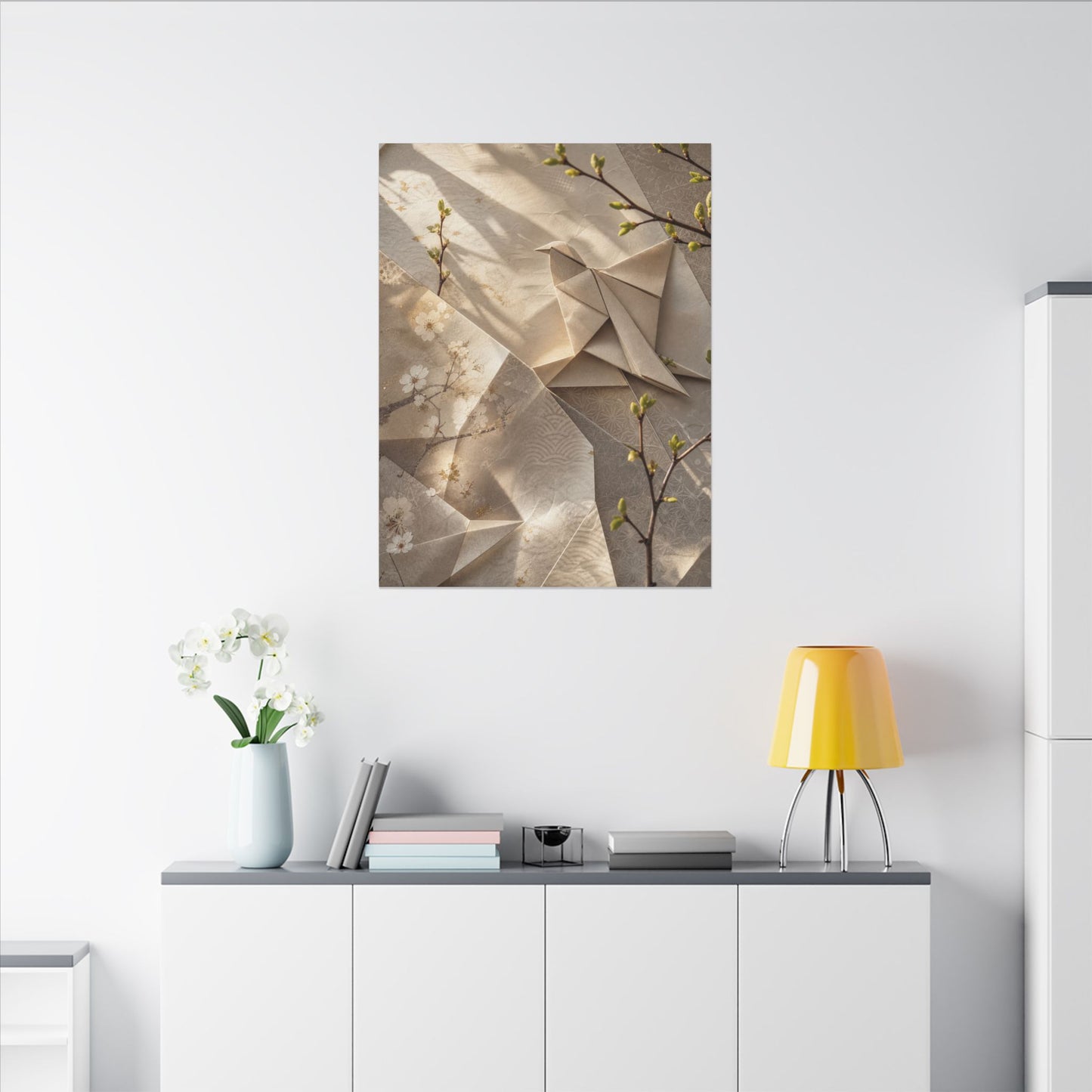 Golden Hour Paper Fold Canvas Art - Japandi Fukinsei