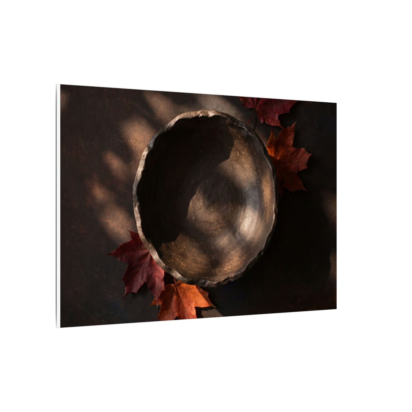 Ceramic Bowl Canvas Art | Autumn Dark Japandi Dark Texture Art