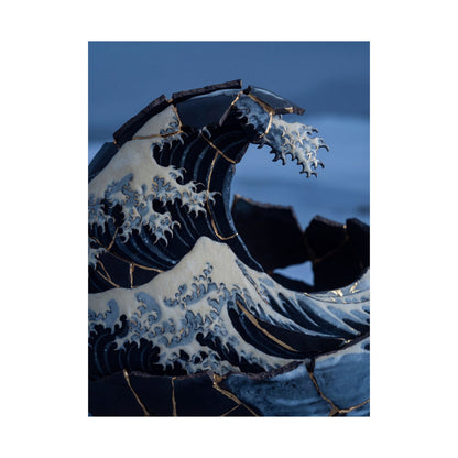 Winter Ocean Wave Gold Repair Wall Art Print | Resilient Decor