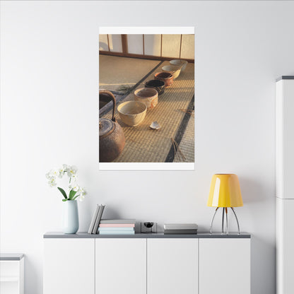 Kintsugi Tea Ceremony in Golden Hour | Gold Repair Canvas Art