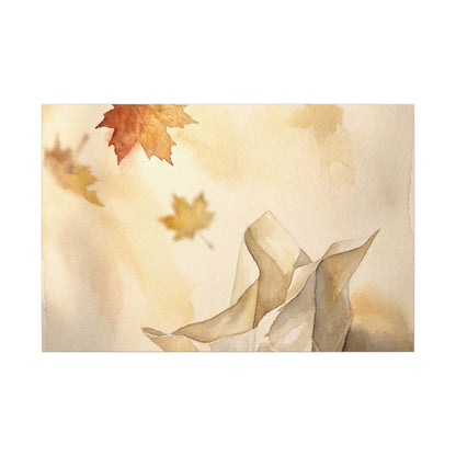 Japandi Paper Fold in Golden Hour | Watercolor Canvas Art Art Print