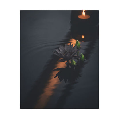 Seijaku Lotus Flower Canvas Art - Dark Japandi Shadow Zen