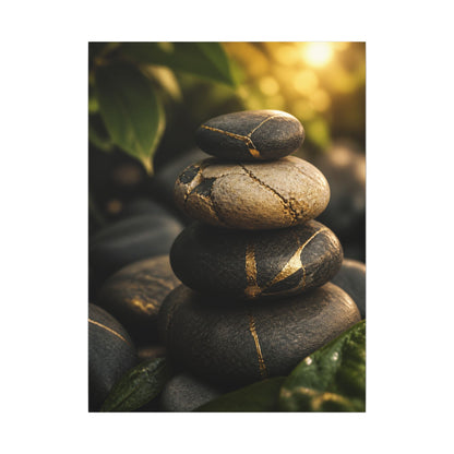 Summer River Stones Broken Beauty Canvas Art | Healing Decor