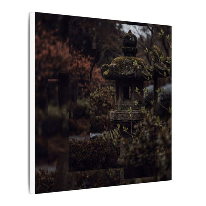 Stone Lantern Spring Canvas Art | Dark Japandi Bold Design