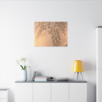Japandi Wisteria in Candlelight | Minimal Line Canvas Art