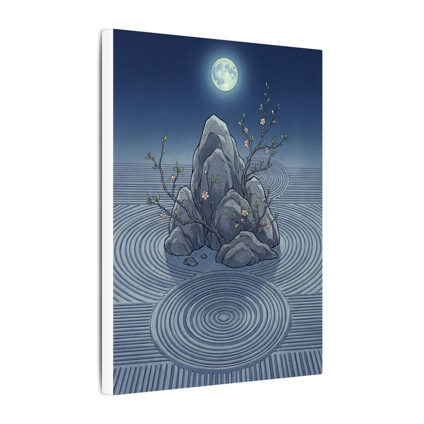 Spring Rock Garden Ukiyo E Inspired Canvas Art | Tranquil Decor