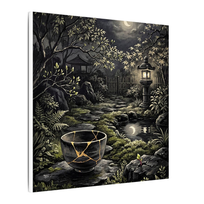 Kintsugi Moonlit Garden in Dappled | Gold Repair Canvas Art
