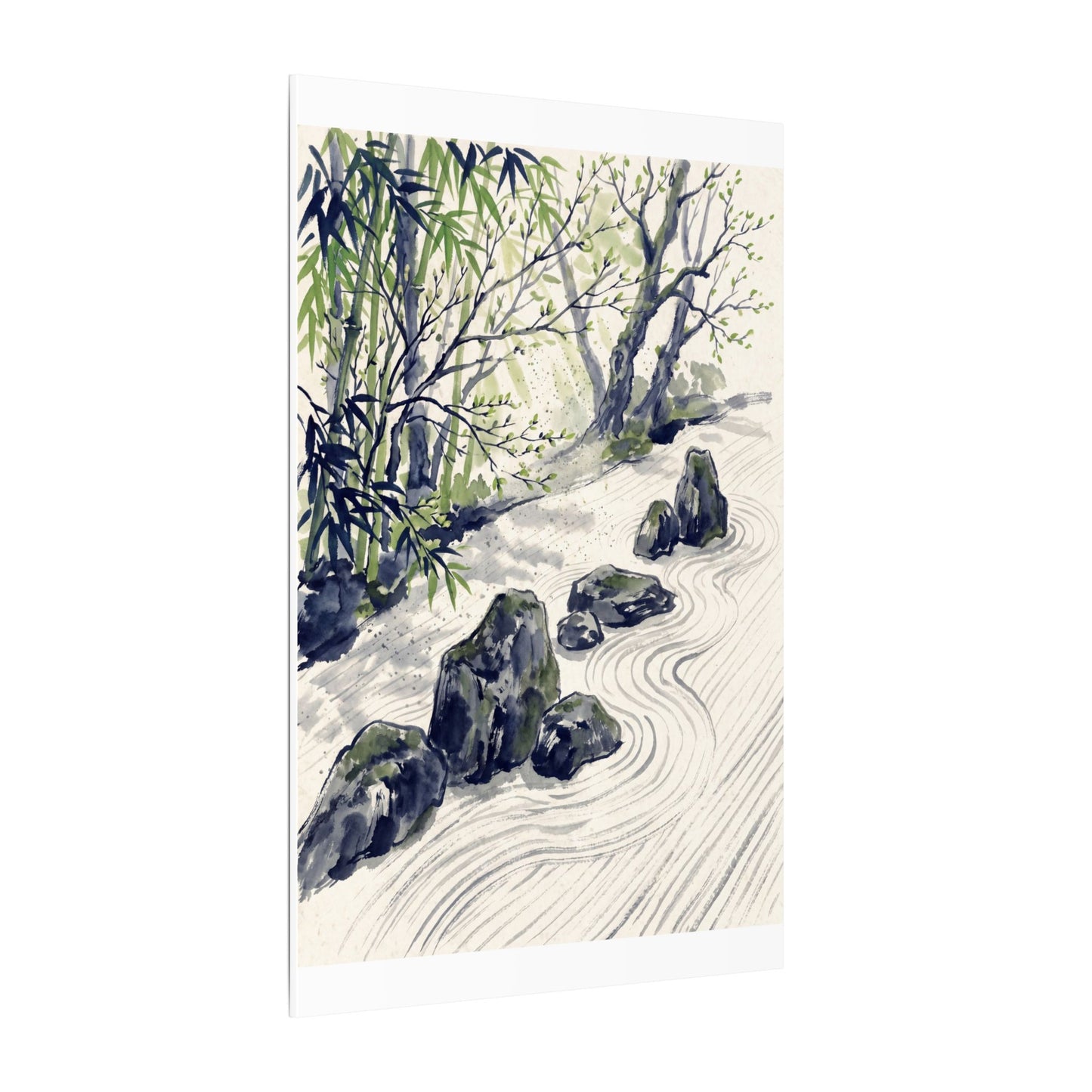 Dappled Rock Garden Canvas Art - Zen Mono No Aware