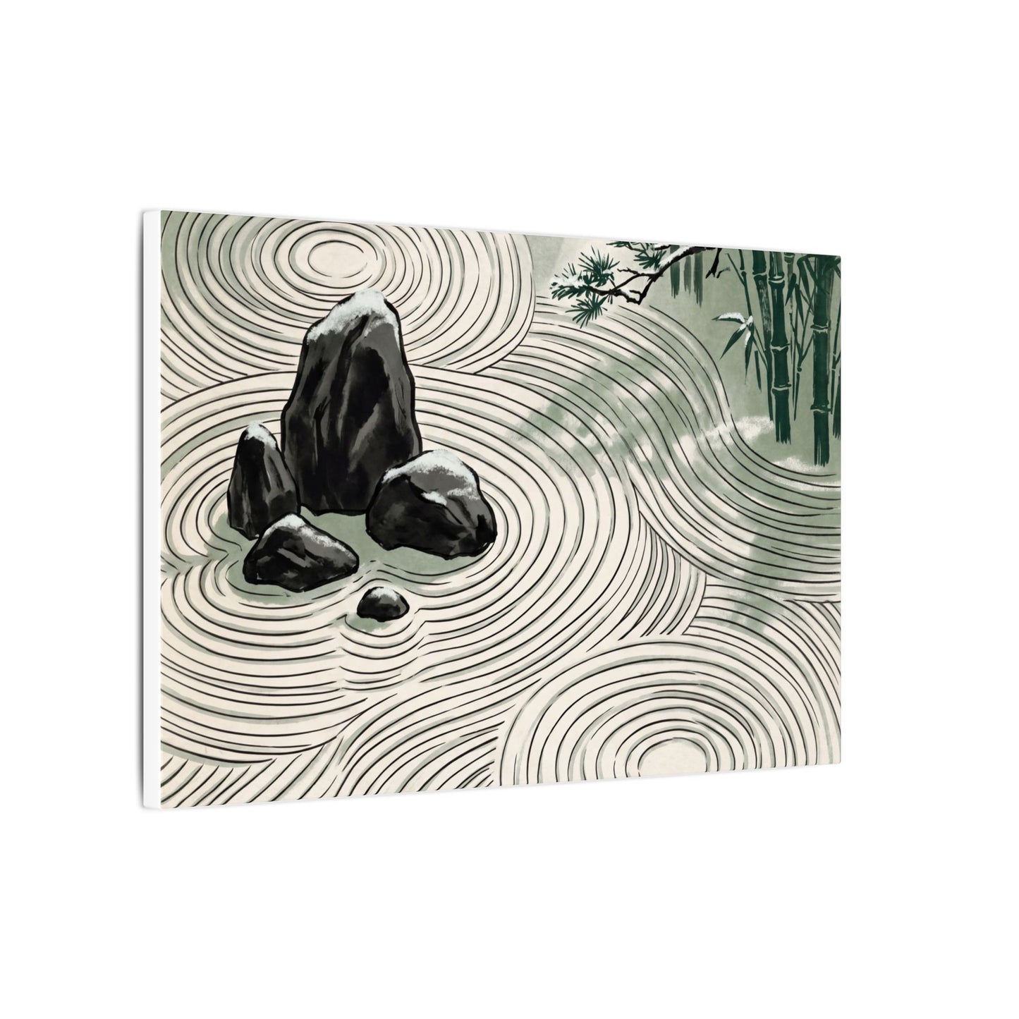 Shibui Rock Garden Canvas Art - Zen Ukiyo E Inspired