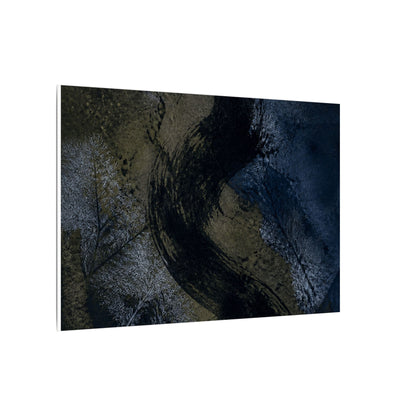 Shibui Ink Brushstroke Canvas Art - Dark Japandi Dark Texture
