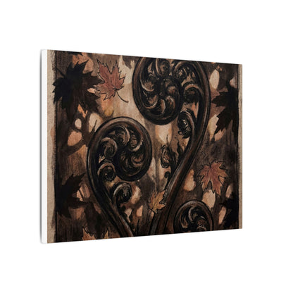 Mono No Aware Fern Unfurling Canvas Art - Dark Japandi Charcoal Ink