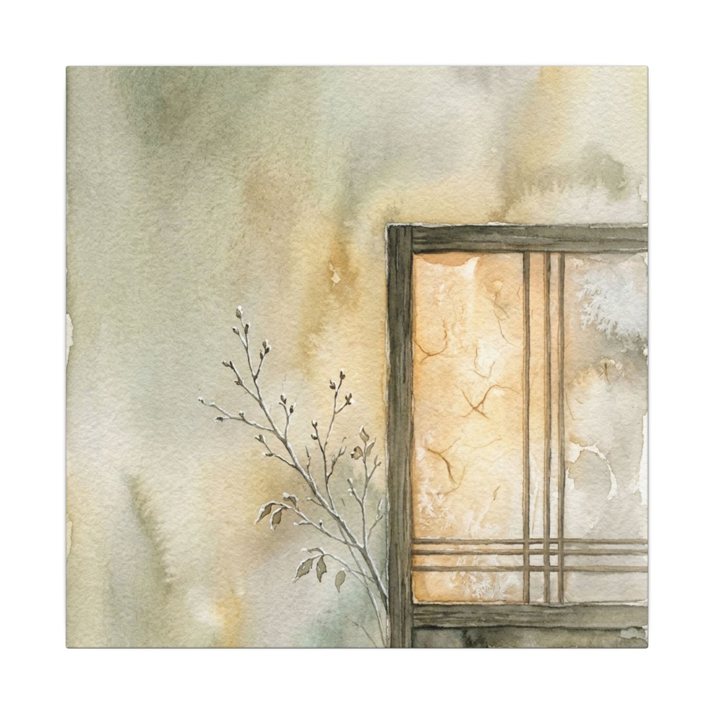 Ma Shoji Screen Canvas Art - Japandi Watercolor