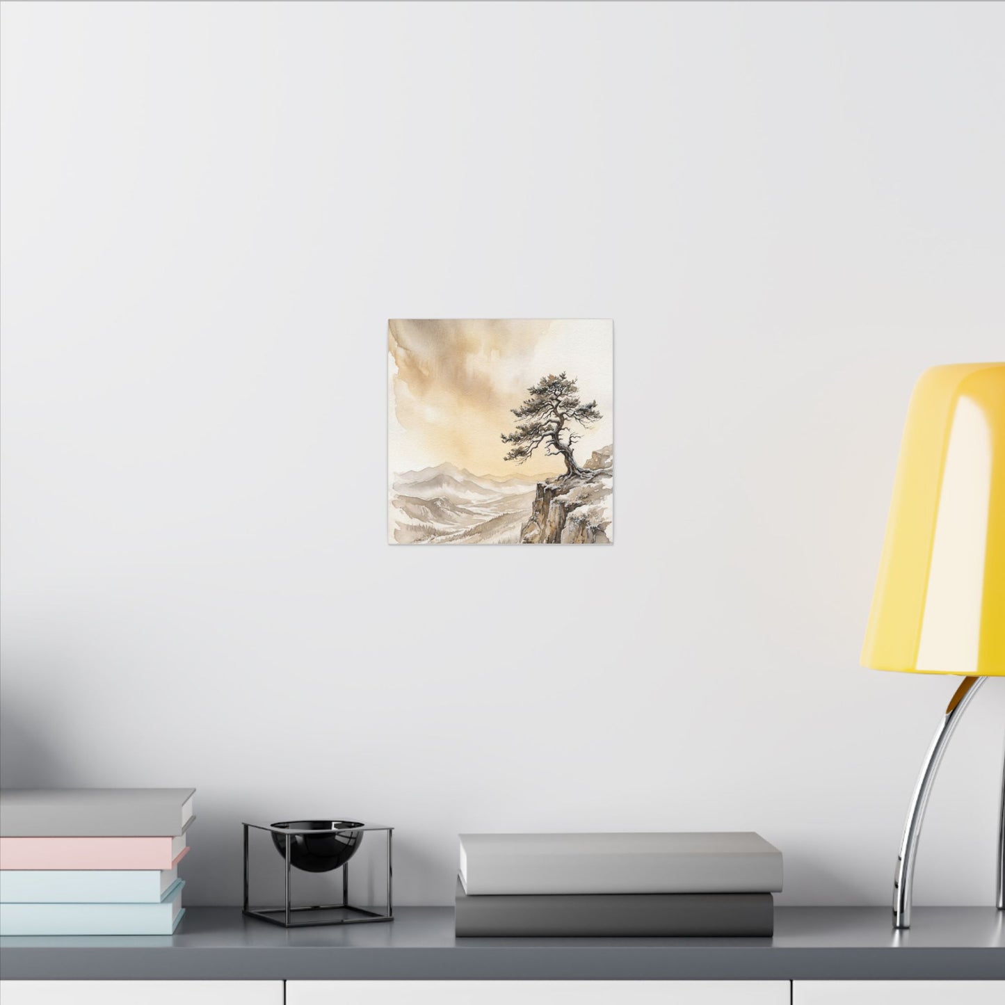 Pine Tree Canvas Art | Winter Japandi Watercolor Art