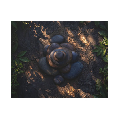 Ma River Stones Canvas Art - Dark Japandi Dark Texture
