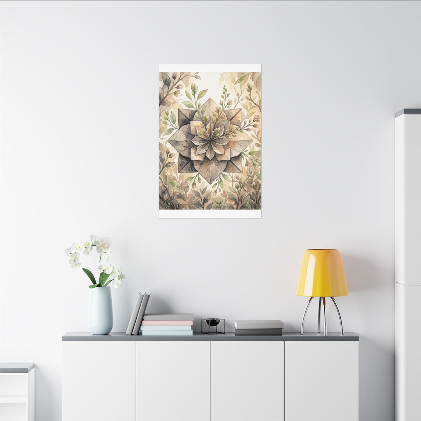 Warm Paper Fold Canvas Art - Watercolor Japandi