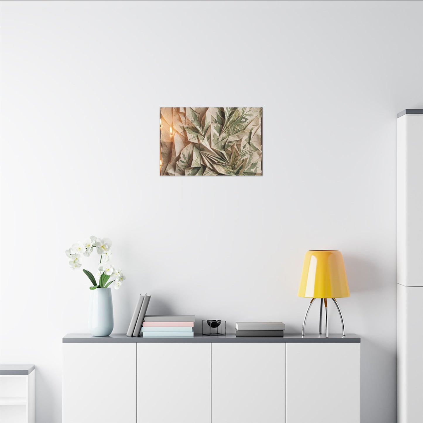Japandi Paper Fold in Candlelight | Texture Canvas Art