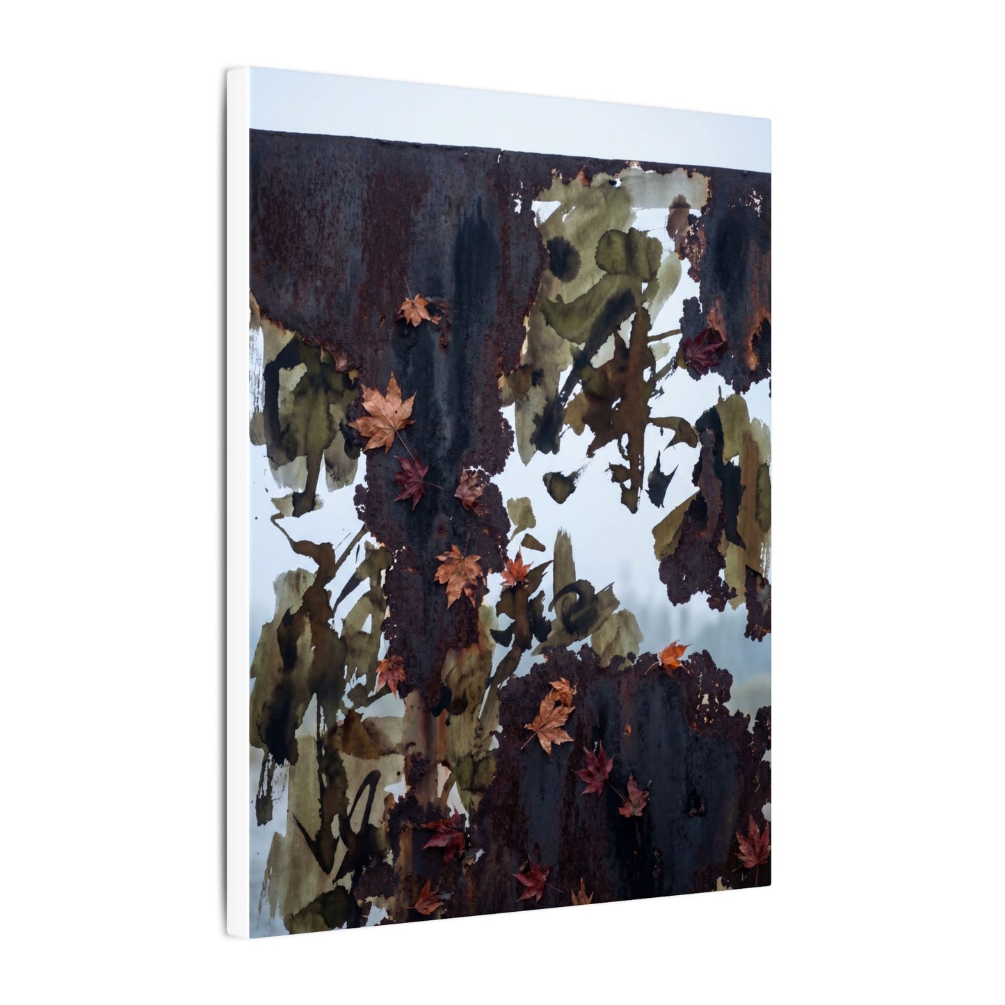 Rust Patina Charcoal Ink Canvas Art | Sophisticated Dark Japandi Art