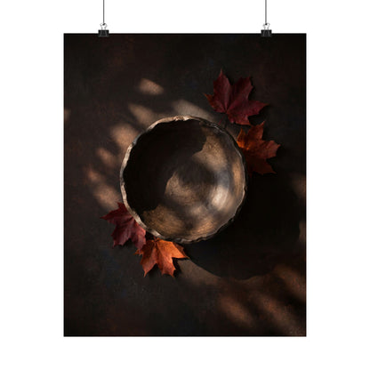 Ceramic Bowl Wall Art Print | Autumn Dark Japandi Dark Texture Art Art Print