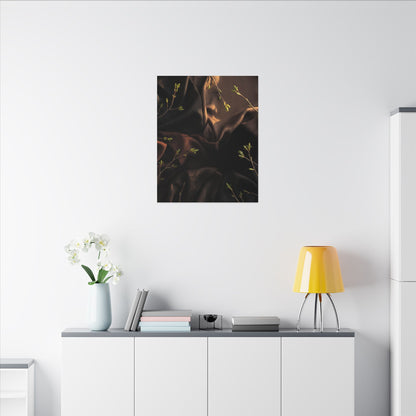 Dark Japandi Silk Drape in Golden Hour | Moody Minimal Canvas Art