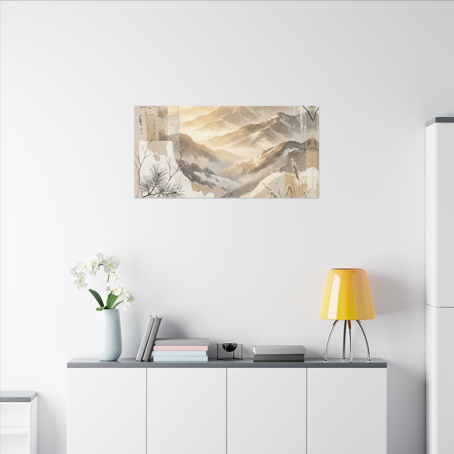 Shibui Mountain Mist Canvas Art - Japandi Japanese Pattern