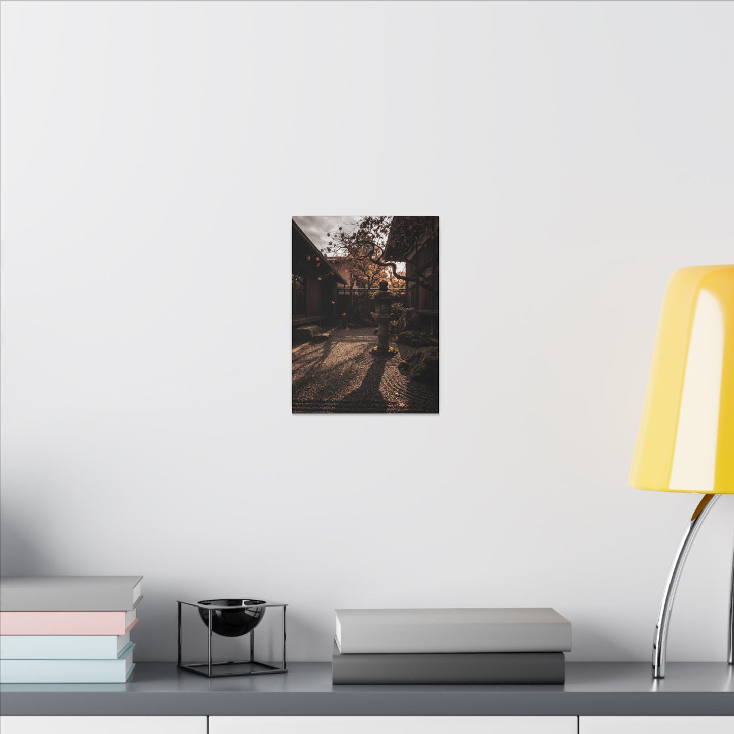 Seijaku Stone Lantern Canvas Art - Dark Japandi Shadow Zen