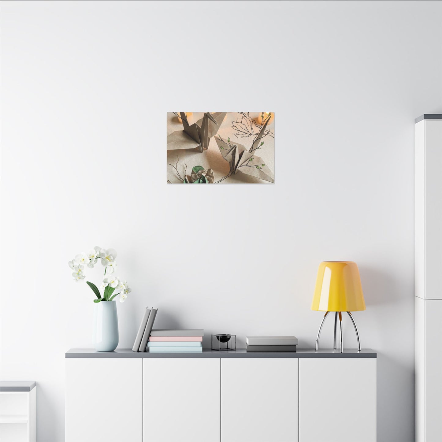 Paper Fold Spring Canvas Art | Japandi Earthy Design