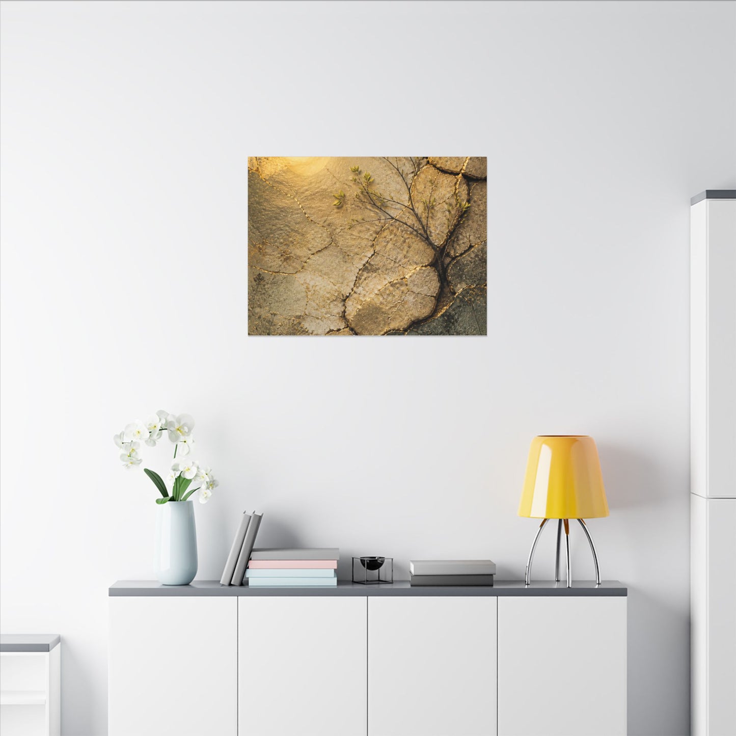 Cracked Earth Spring Canvas Art | Japandi Warm Design