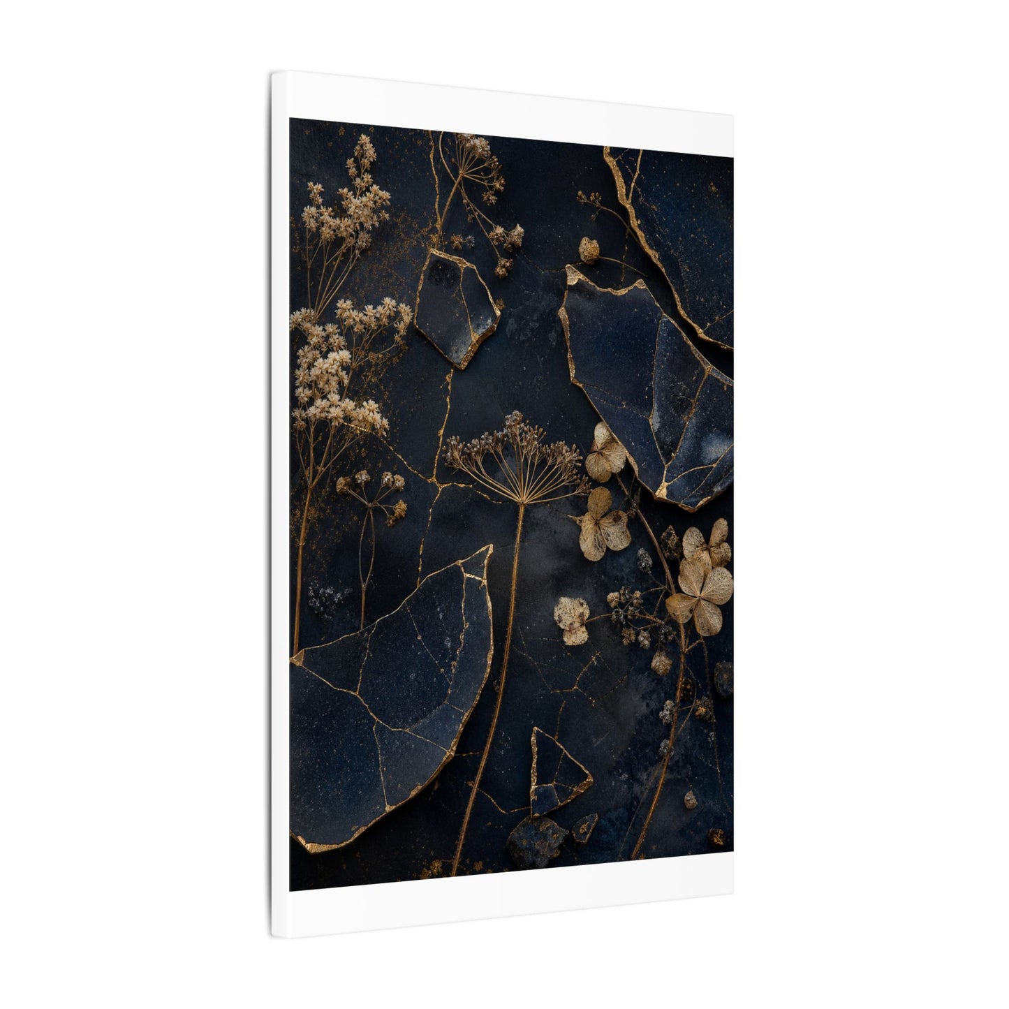 Philosophical Dried Flowers Canvas Art - Broken Beauty Kintsugi