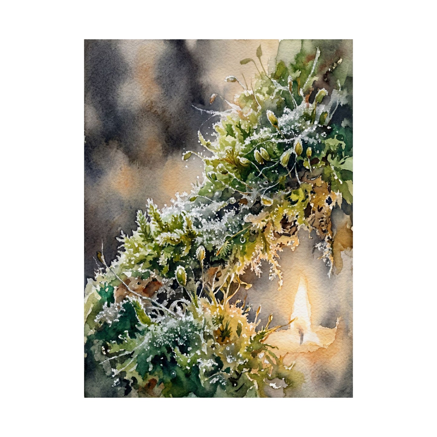 Fukinsei Moss Close Up Wall Art Print - Japandi Watercolor
