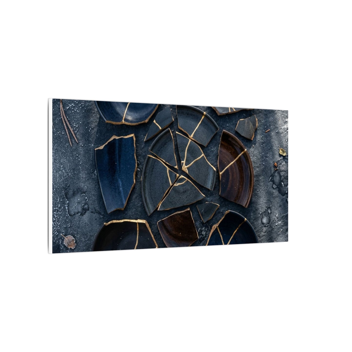Dark Japandi Broken Pottery in Dappled | Shadow Zen Canvas Art