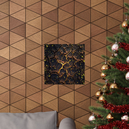 Golden Hour Cracked Earth Wall Art Print - Dark Japandi Seijaku