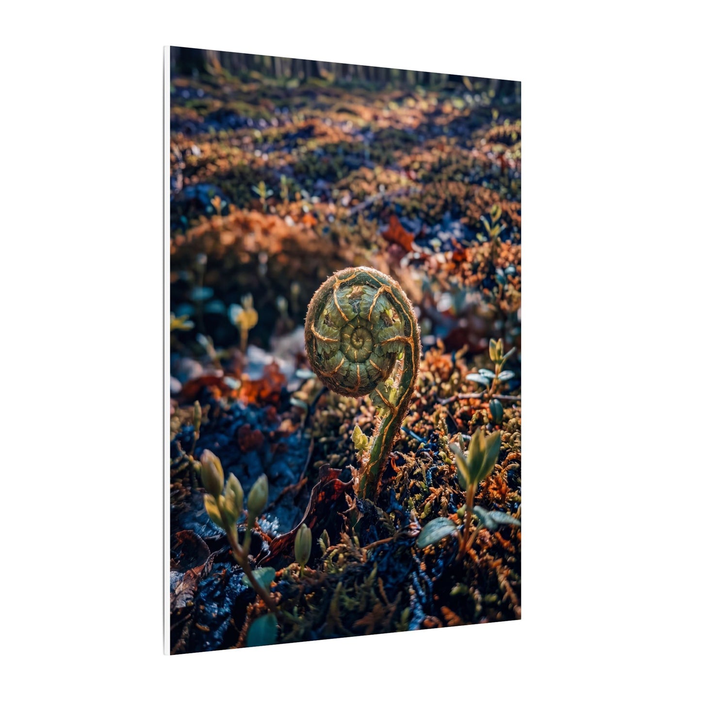 Kintsugi Fern Unfurling in Dappled | Gold Vein Canvas Art