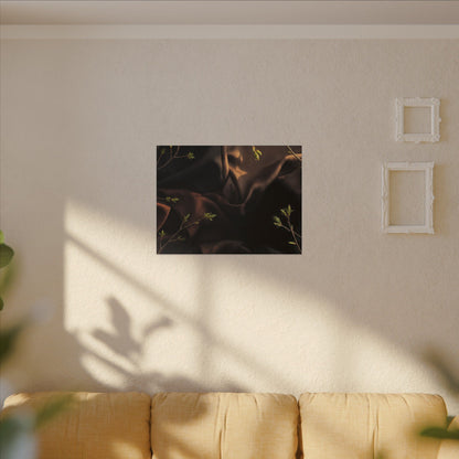 Dark Japandi Silk Drape in Golden Hour | Moody Minimal Canvas Art