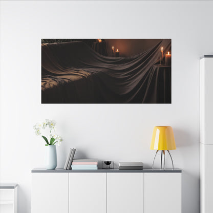 Candlelight Silk Drape Canvas Art - Dark Japandi Ma