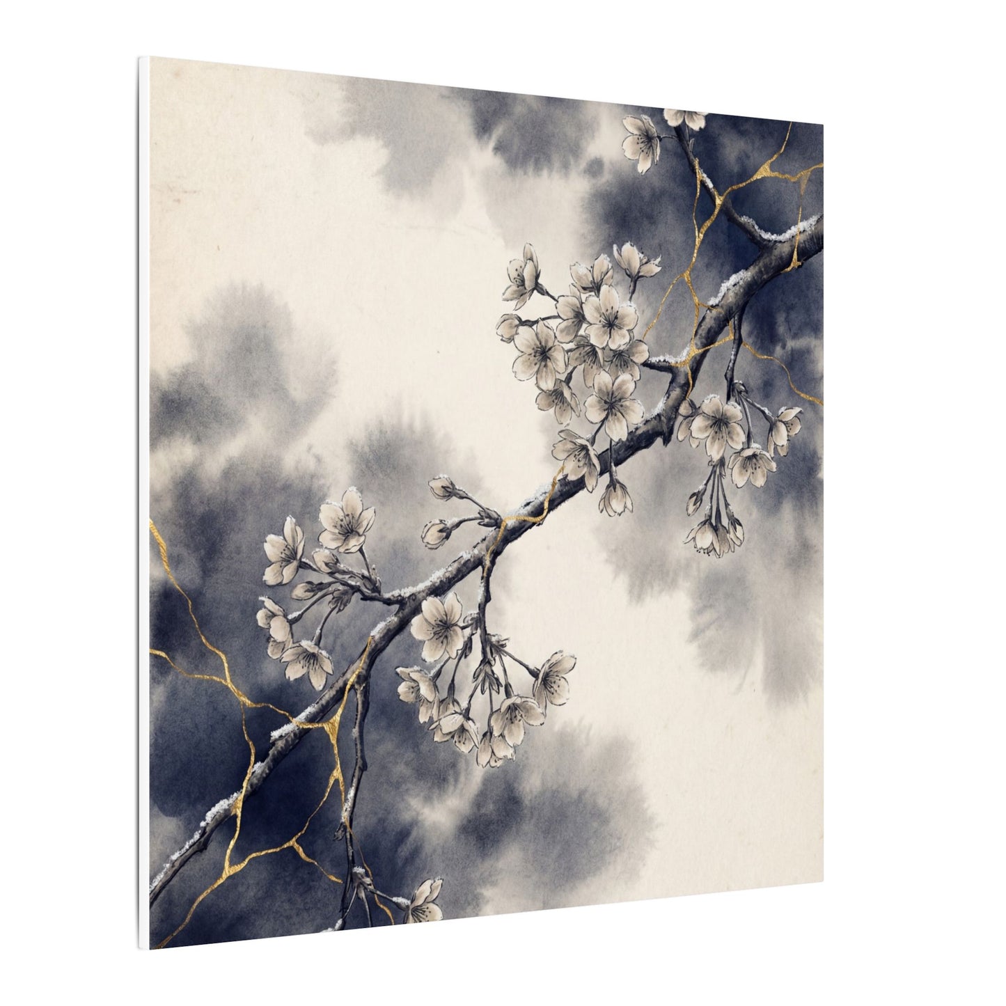 Ma Cherry Blossom Canvas Art - Kintsugi Gold Vein