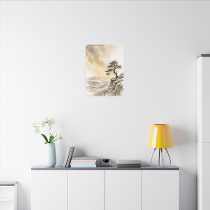 Pine Tree Canvas Art | Winter Japandi Watercolor Art