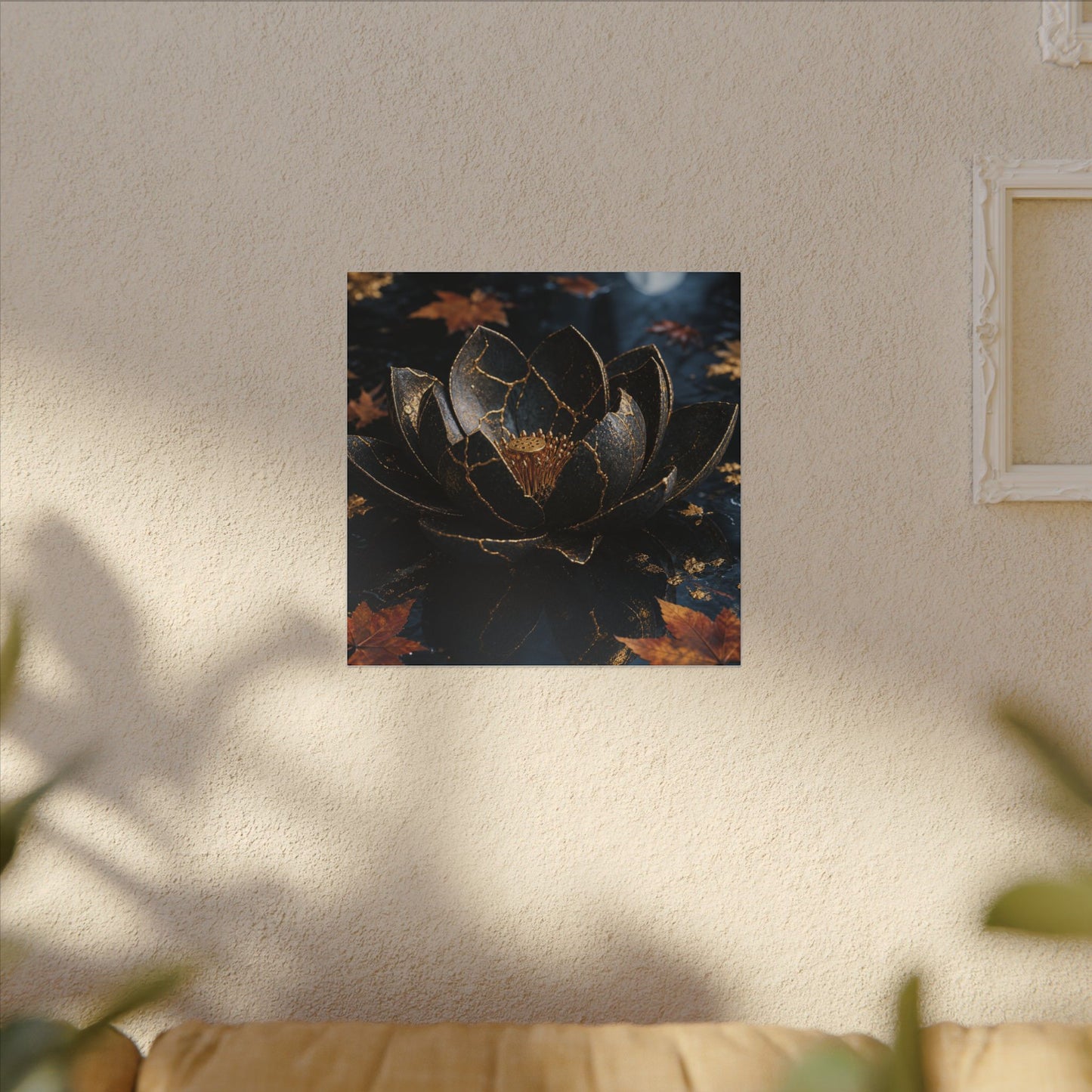 Moonlight Lotus Flower Canvas Art - Kintsugi Fukinsei