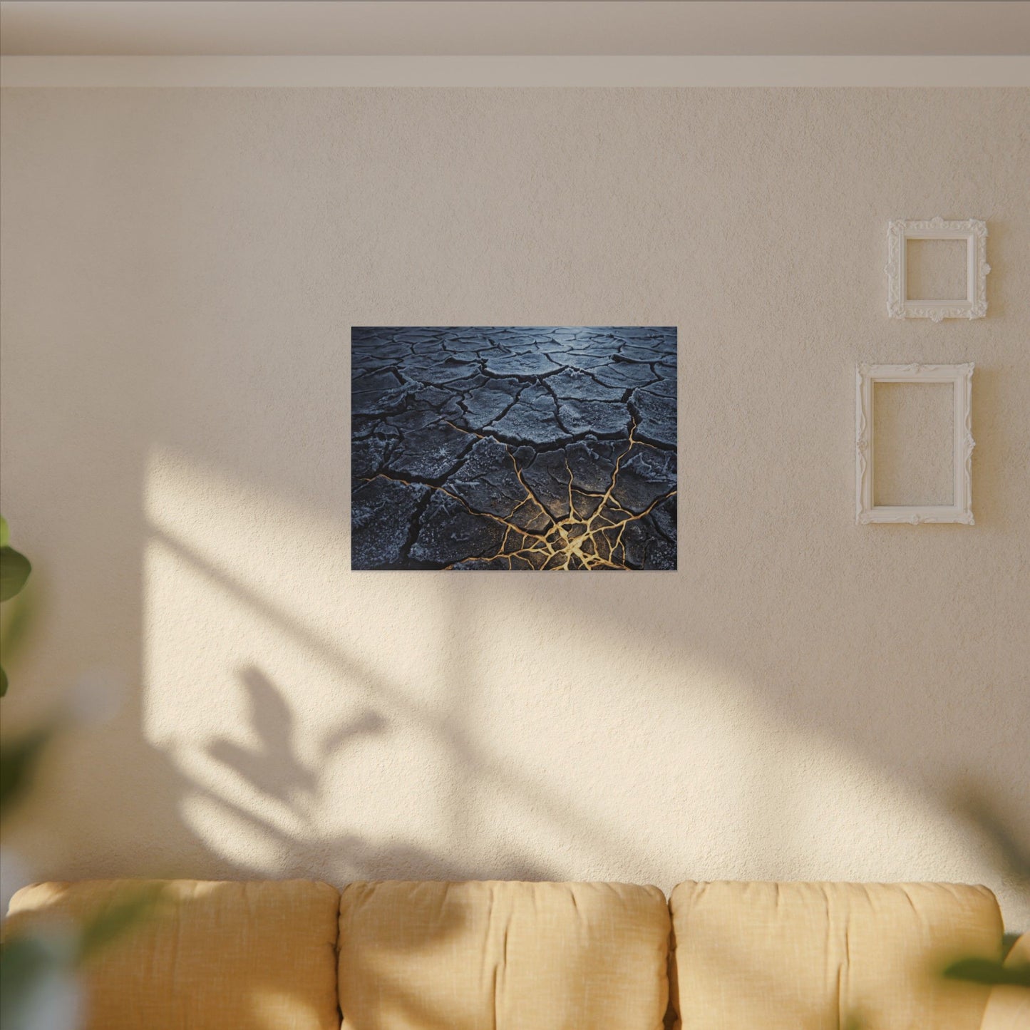 Moonlight Cracked Earth Canvas Art - Kintsugi Mono No Aware