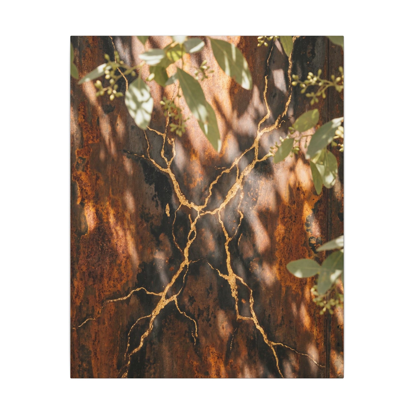 Kanso Rust Patina Canvas Art - Kintsugi Gold Vein