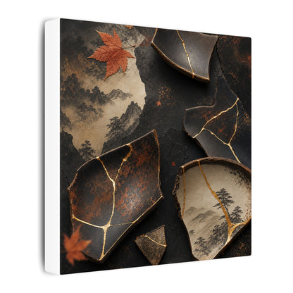 Broken Pottery Gold Vein Canvas Art | Philosophical Kintsugi Art