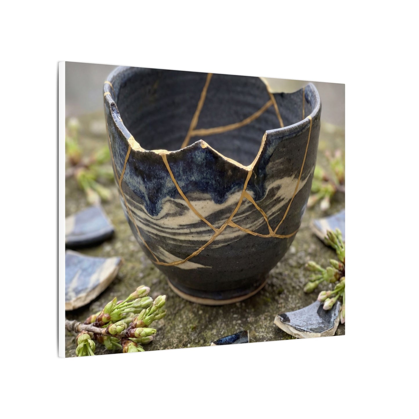 Datsuzoku Ceramic Bowl Canvas Art - Kintsugi Gold Repair
