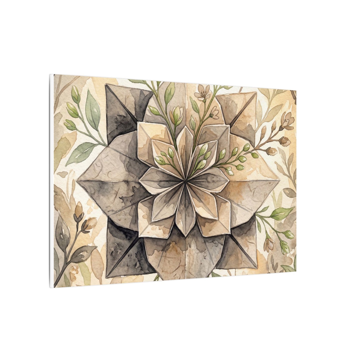 Warm Paper Fold Canvas Art - Watercolor Japandi