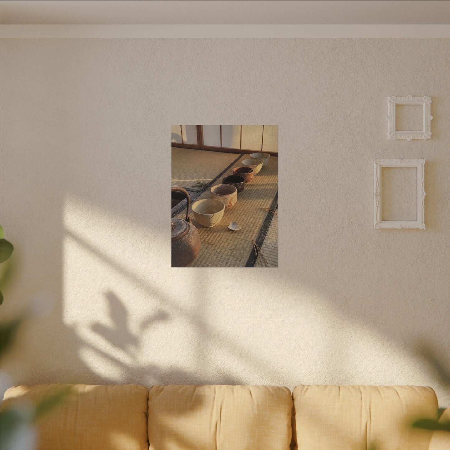 Kintsugi Tea Ceremony in Golden Hour | Gold Repair Canvas Art