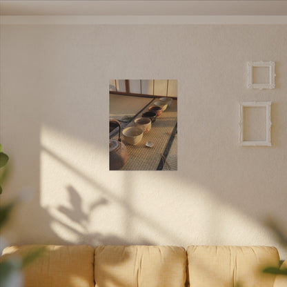 Kintsugi Tea Ceremony in Golden Hour | Gold Repair Canvas Art