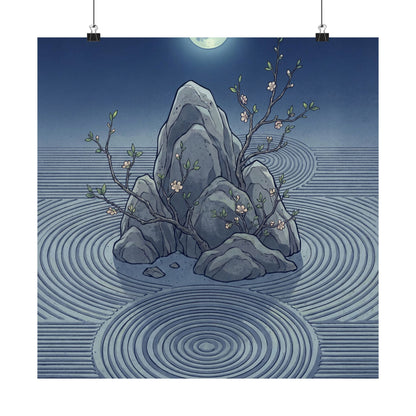 Kanso Rock Garden Wall Art Print - Zen Ukiyo E Inspired