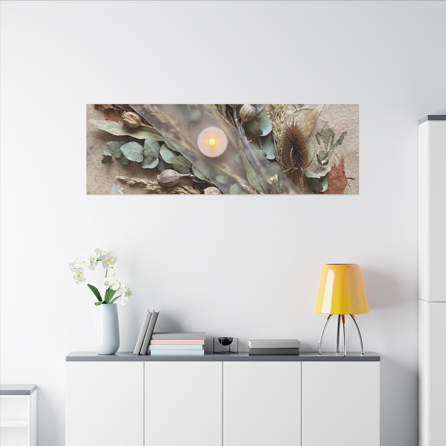 Candlelight Dried Flowers Canvas Art - Japandi Kanso